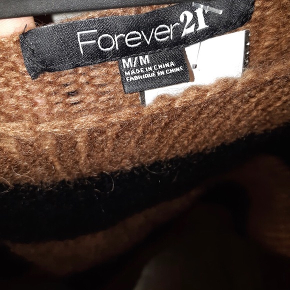 nitted brown & black sweater, size M, forever 21 - Picture 2 of 2